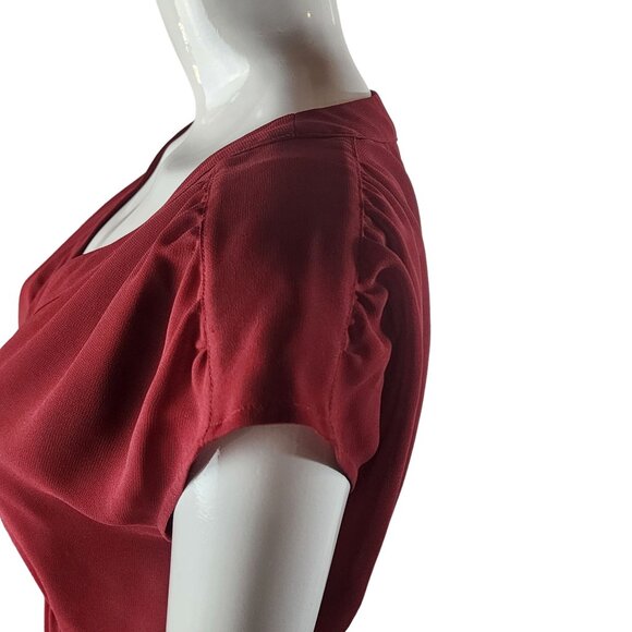 Madewell Womens Red V-Neck Dress Size 0 Embroidered Hem Polyester/Cotton - Picture 9 of 16